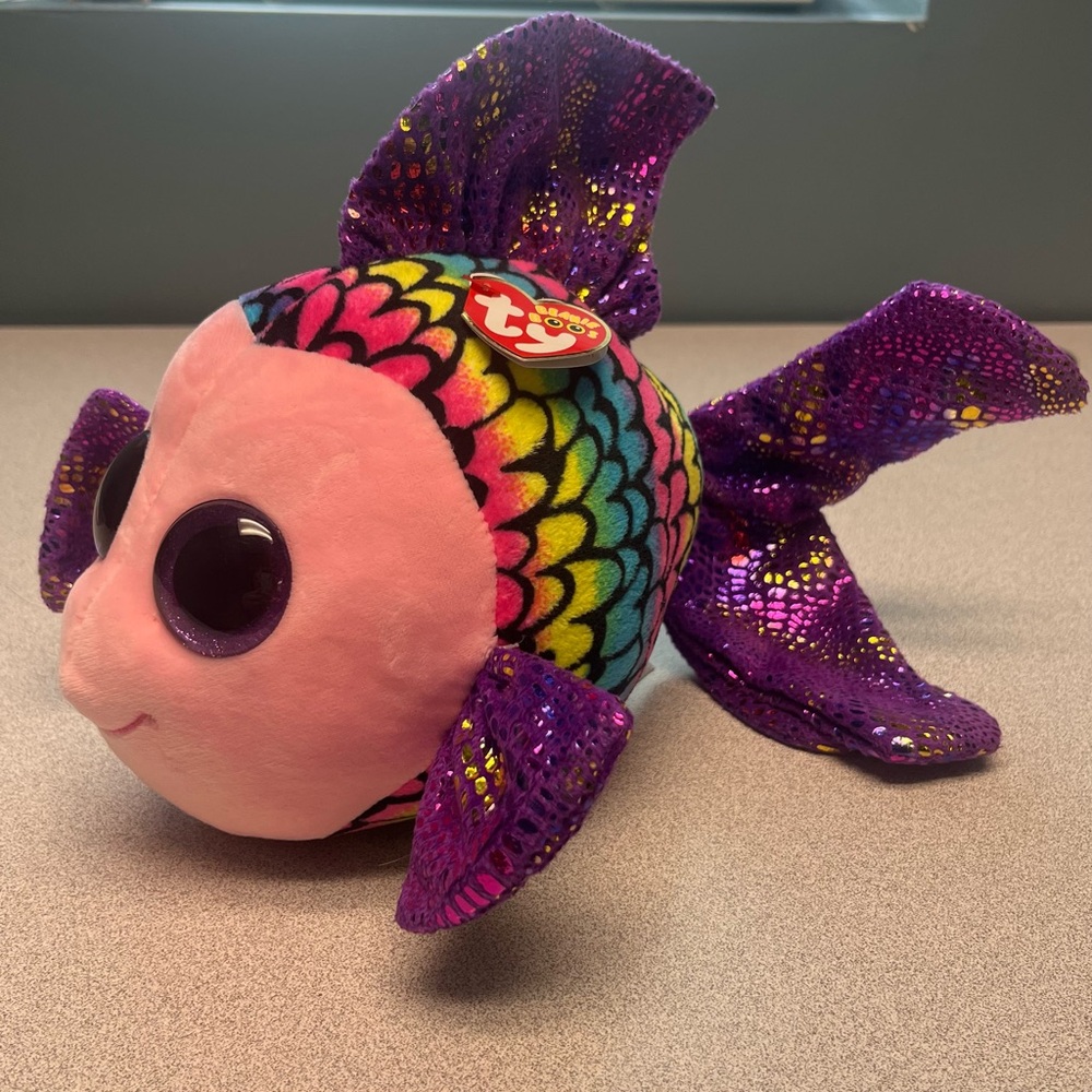 TY Beanie Boos Flippy the Fish NEW Multicolor Rainbow Metallic Scales